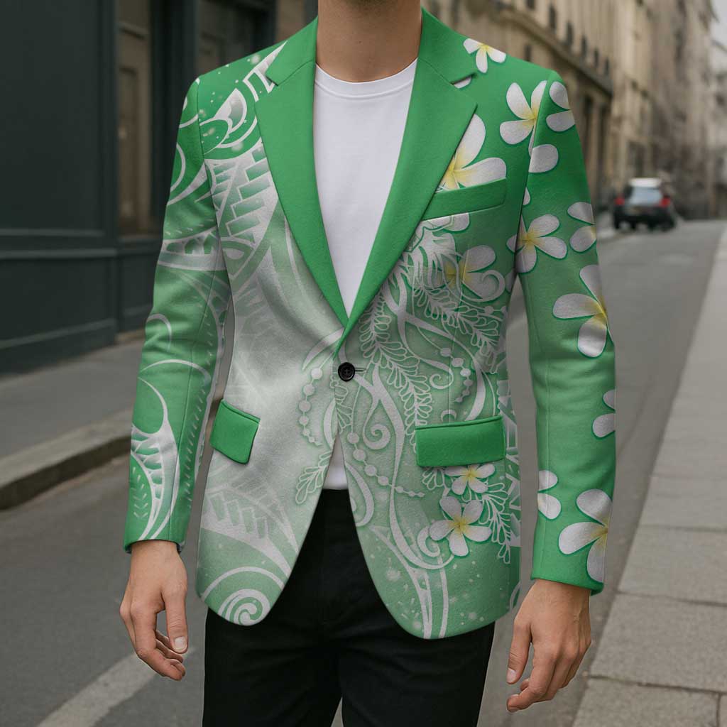 Polynesian Jellyfish Blazer With Plumeria Green