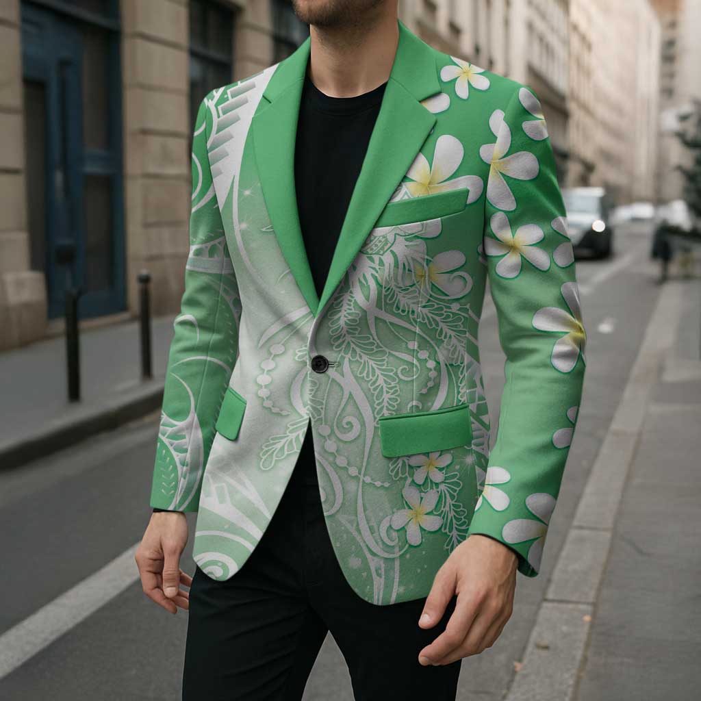Polynesian Jellyfish Blazer With Plumeria Green