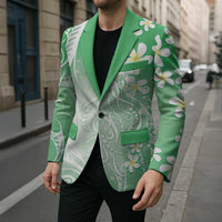 Polynesian Jellyfish Blazer With Plumeria Green