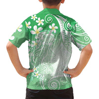 Polynesian Jellyfish Family Matching Long Sleeve Bodycon Dress and Hawaiian Shirt With Plumeria Green LT05 - Polynesian Pride