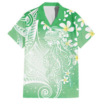 Polynesian Jellyfish Family Matching Long Sleeve Bodycon Dress and Hawaiian Shirt With Plumeria Green LT05 Dad's Shirt - Short Sleeve Green - Polynesian Pride