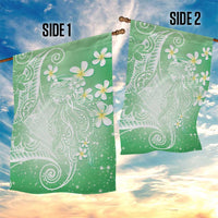 Polynesian Jellyfish Garden Flag With Plumeria Green