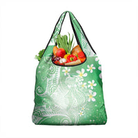 Polynesian Jellyfish Grocery Bag With Plumeria Green