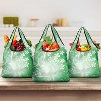 Polynesian Jellyfish Grocery Bag With Plumeria Green