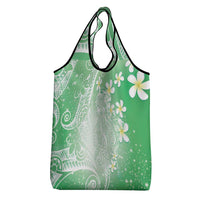 Polynesian Jellyfish Grocery Bag With Plumeria Green