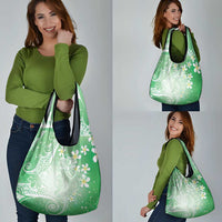 Polynesian Jellyfish Grocery Bag With Plumeria Green