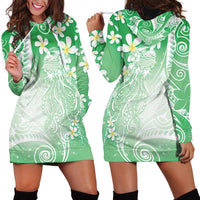 Polynesian Jellyfish Hoodie Dress With Plumeria Green LT05 - Polynesian Pride
