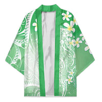 Polynesian Jellyfish Kimono With Plumeria Green LT05 Unisex Green - Polynesian Pride