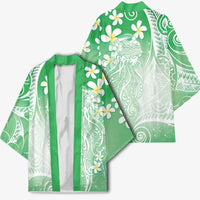 Polynesian Jellyfish Kimono With Plumeria Green LT05 - Polynesian Pride