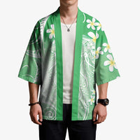 Polynesian Jellyfish Kimono With Plumeria Green LT05 - Polynesian Pride