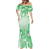 Polynesian Jellyfish Mermaid Dress With Plumeria Green