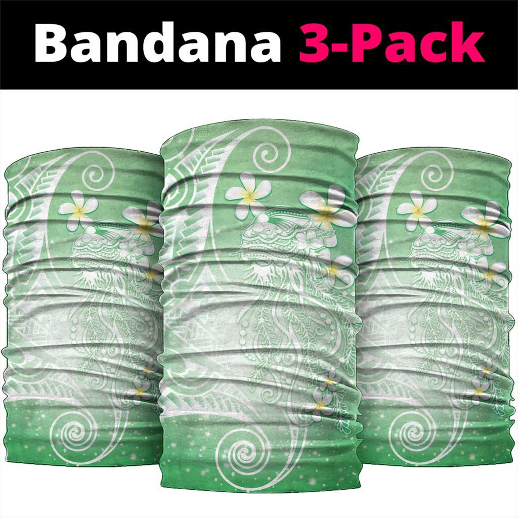 Polynesian Jellyfish Neck Gaiter With Plumeria Green LT05 package One Size: 25*50cm Green - Polynesian Pride