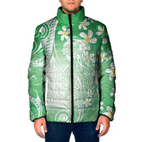 Polynesian Jellyfish Padded Jacket With Plumeria Green