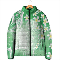 Polynesian Jellyfish Padded Jacket With Plumeria Green