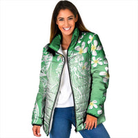 Polynesian Jellyfish Padded Jacket With Plumeria Green
