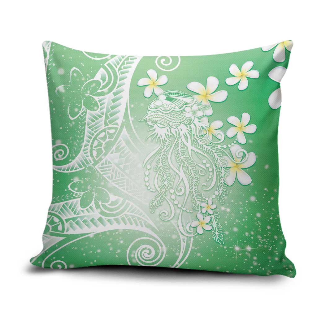 Polynesian Jellyfish Pillow Cover With Plumeria Green LT05 Green - Polynesian Pride