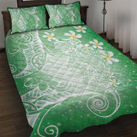 Polynesian Jellyfish Quilt Bed Set With Plumeria Green