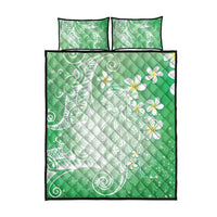 Polynesian Jellyfish Quilt Bed Set With Plumeria Green