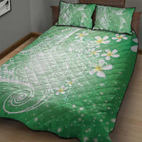 Polynesian Jellyfish Quilt Bed Set With Plumeria Green