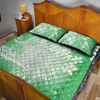 Polynesian Jellyfish Quilt Bed Set With Plumeria Green