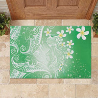 Polynesian Jellyfish Rubber Doormat With Plumeria Green