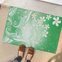 Polynesian Jellyfish Rubber Doormat With Plumeria Green