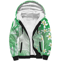 Polynesian Jellyfish Sherpa Hoodie With Plumeria Green LT05 Unisex Green - Polynesian Pride