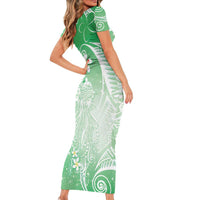 Polynesian Jellyfish Short Sleeve Bodycon Dress With Plumeria Green LT05 - Polynesian Pride