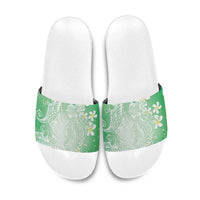 Polynesian Jellyfish Slide Sandals With Plumeria Green