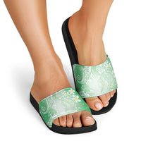 Polynesian Jellyfish Slide Sandals With Plumeria Green