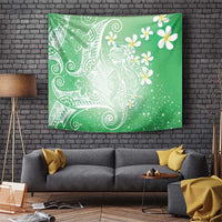 Polynesian Jellyfish Tapestry With Plumeria Green