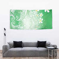 Polynesian Jellyfish Tapestry With Plumeria Green