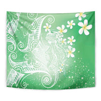 Polynesian Jellyfish Tapestry With Plumeria Green