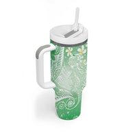 Polynesian Jellyfish Tumbler With Handle With Plumeria Green