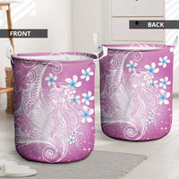 Polynesian Jellyfish Laundry Basket With Plumeria Pink