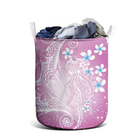 Polynesian Jellyfish Laundry Basket With Plumeria Pink