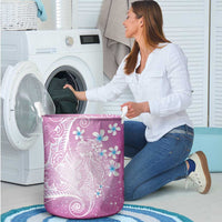 Polynesian Jellyfish Laundry Basket With Plumeria Pink