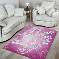 Polynesian Jellyfish Area Rug With Plumeria Pink