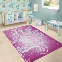 Polynesian Jellyfish Area Rug With Plumeria Pink
