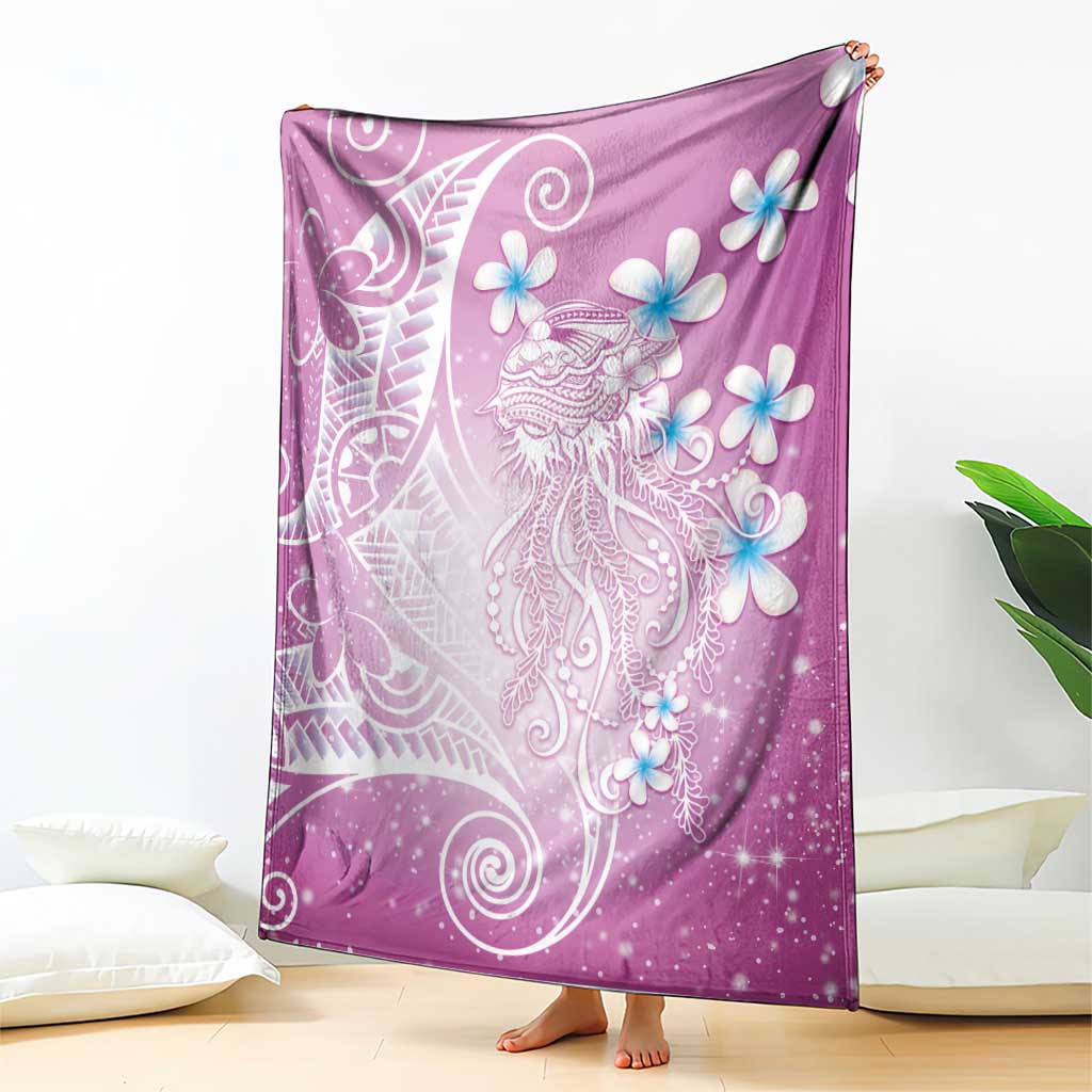 Polynesian Jellyfish Blanket With Plumeria Pink