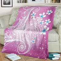 Polynesian Jellyfish Blanket With Plumeria Pink