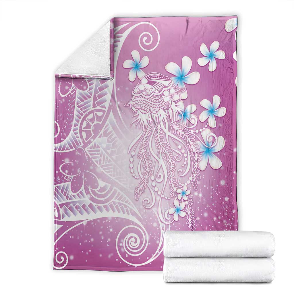 Polynesian Jellyfish Blanket With Plumeria Pink