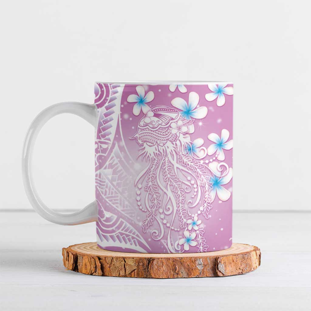 Polynesian Jellyfish Ceramic Mug With Plumeria Pink LT05 Pink - Polynesian Pride