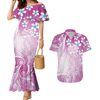Polynesian Jellyfish Couples Matching Mermaid Dress and Hawaiian Shirt With Plumeria Pink LT05 Pink - Polynesian Pride