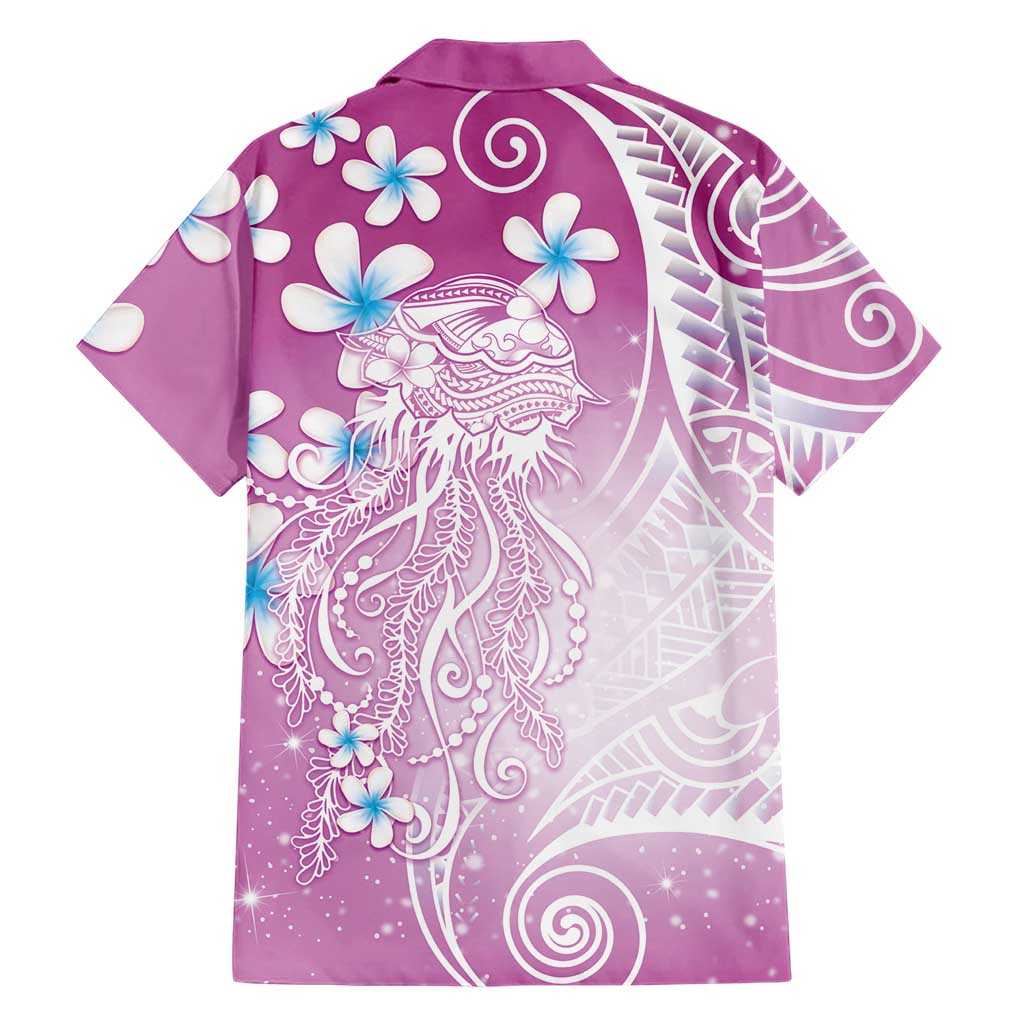 Polynesian Jellyfish Family Matching Mermaid Dress and Hawaiian Shirt With Plumeria Pink LT05 - Polynesian Pride