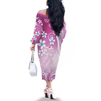 Polynesian Jellyfish Family Matching Off The Shoulder Long Sleeve Dress and Hawaiian Shirt With Plumeria Pink LT05 - Polynesian Pride