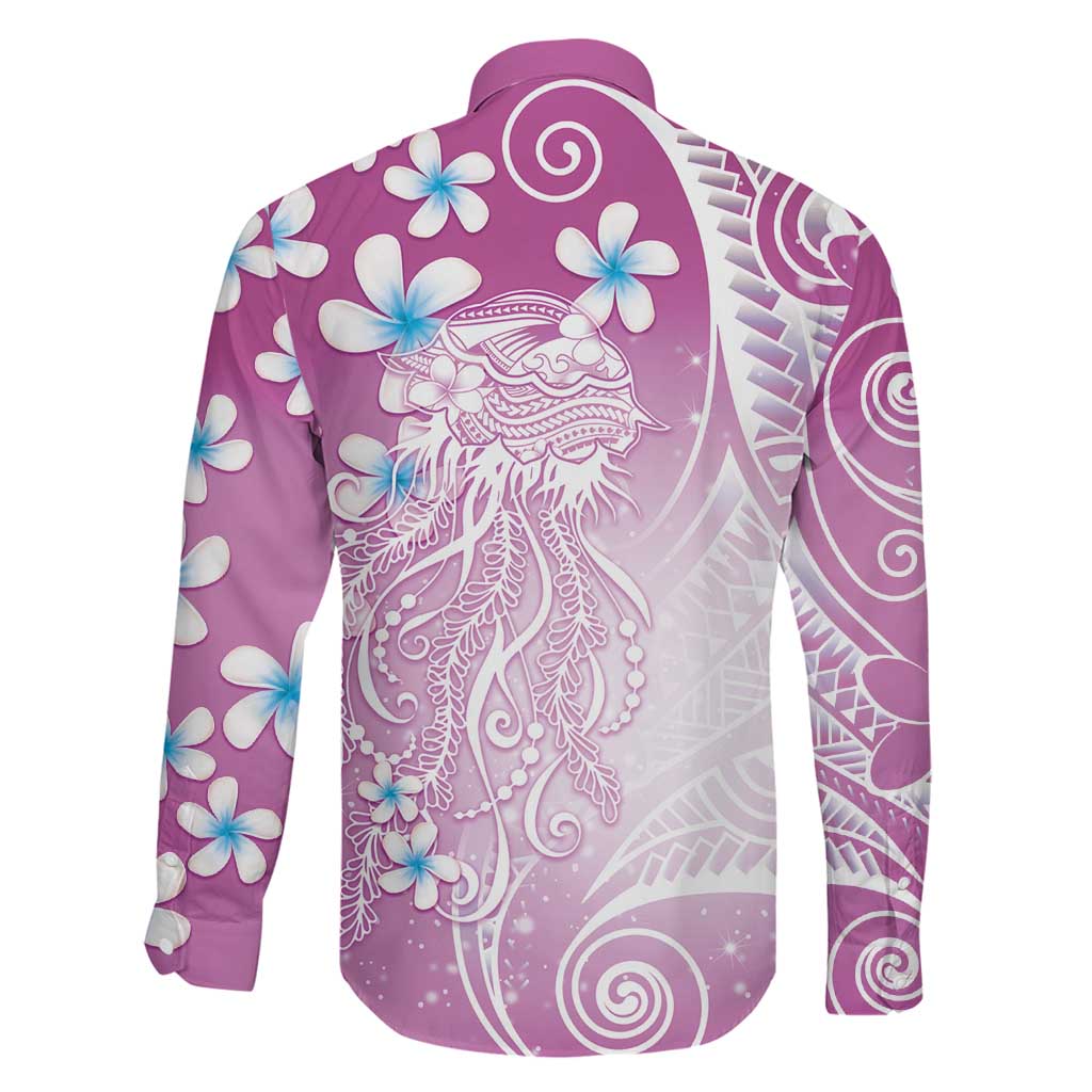 Polynesian Jellyfish Family Matching Summer Maxi Dress and Hawaiian Shirt With Plumeria Pink