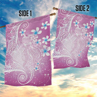 Polynesian Jellyfish Garden Flag With Plumeria Pink