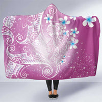 Polynesian Jellyfish Hooded Blanket With Plumeria Pink