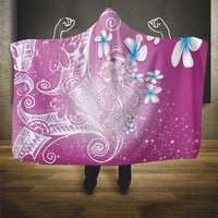 Polynesian Jellyfish Hooded Blanket With Plumeria Pink
